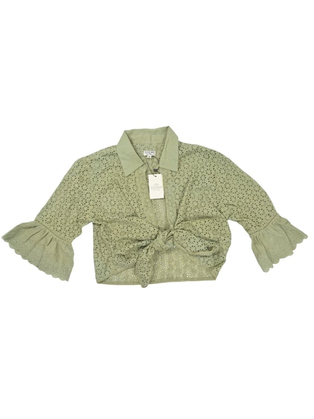 Sunday Saint Tropez Olga Embed Top in Khaki Green